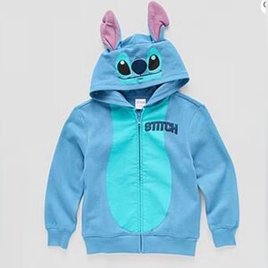 Disney Collection Little Boy Embroidered Lilo & Stitch Fleece Zipper Hoodie